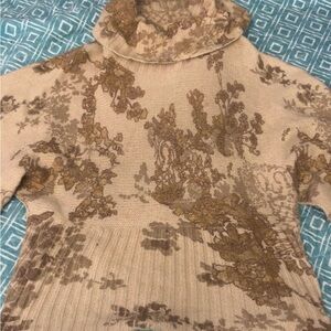 Calvin Klein Jeans Beige and Brown Cowl Neck Sweater